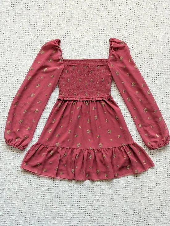 Aritzia Wilfred - Tempest Mini Dress Rosy Red/ Maplewood Size 2XS - Picture 5 of 11